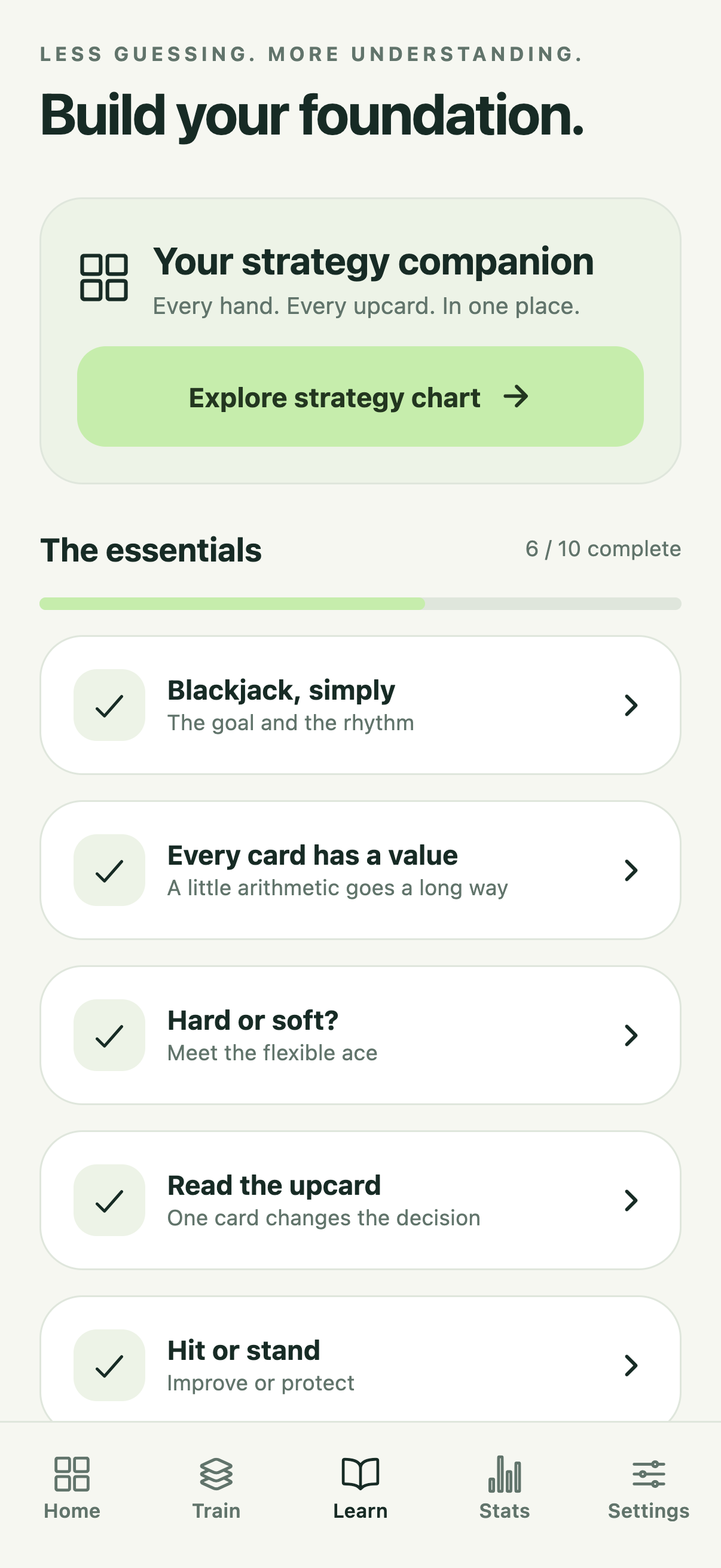 Clear 21 lessons and strategy chart